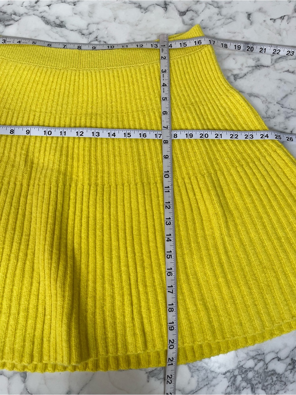 Anthropologie Maeve electric yellow funnel neck sweater mini skirt set wool yak - Picture 10 of 14